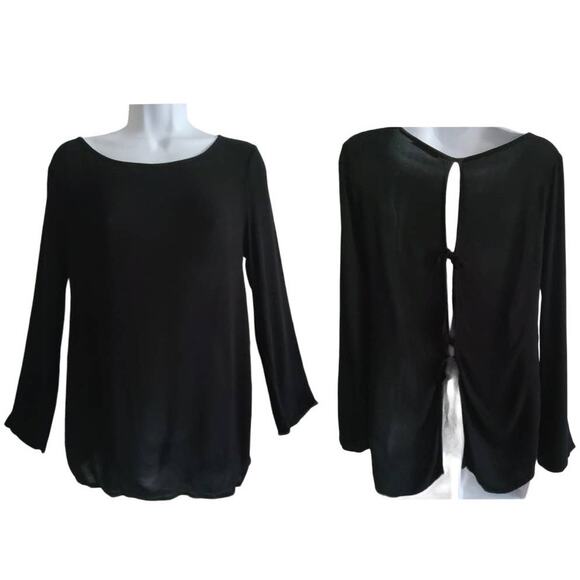 FREEBIRD‎ Open Back Tie Black Rayon Tunic Top BWJ-G5762 Women's Size XS/Small - Picture 1 of 10